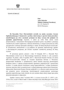 Do Rzecznika Praw Obywatelskich zwr&oacute;ciła się matka uczennicy