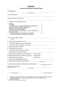 Wniosek o przyznanie dodatku mieszkaniowego