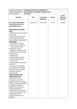 Powiatowy Urząd Pracy Powiatowy Urząd Pracy w Białymstoku