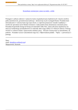 Konsultacje seminaryjne i prace na studia