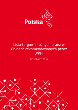 Targi w Chinach w 2017 rekomendowane przez