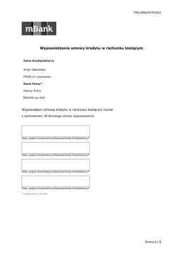 Wypowiedzenie Kredytu w Rachunku Bieżącym PDF