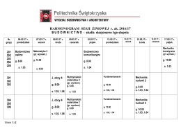 HARMONOGRAM SESJI ZIMOWEJ r. ak. 2016/17 BUDOWNICTWO