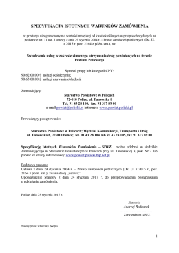 specyfikacja istotnych warunk&oacute;w zam&oacute;wienia