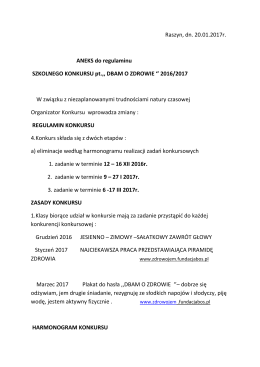 Aneks do regulaminu konkursu ,,DBAM O ZDROWIE