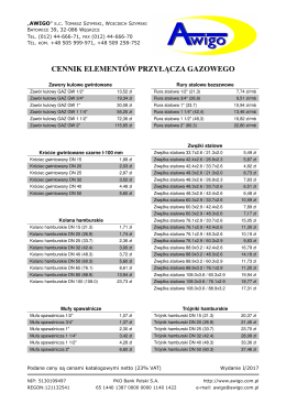 CENNIK ELEMENTÓW PRZYŁĄCZA GAZOWEGO