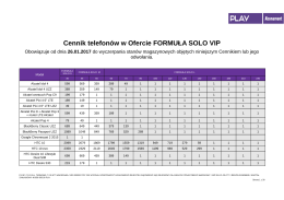 Cennik telefonów w Ofercie FORMUŁA SOLO VIP