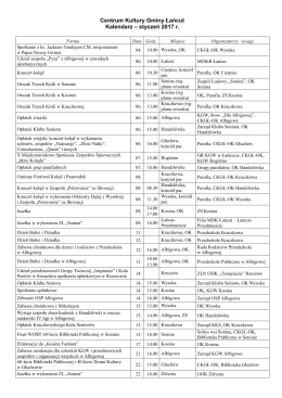 Centrum Kultury Gminy Łańcut Kalendarz &ndash; styczeń 2017 r.