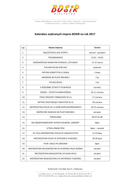 Kalendarz wybranych imprez BOSiR na rok 2017