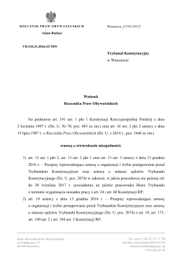 Wniosek do TK ws ustaw o TK 27.01.2017