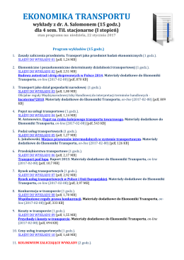 Ekonomika Transportu - program zajęć