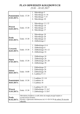 plan odwiedzin kolędowych 23.01 – 01.02.2017