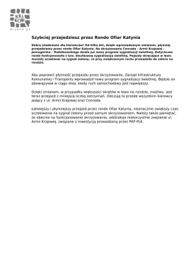 Szybciej przejedziesz przez Rondo Ofiar Katynia