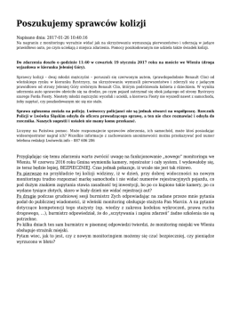 Poszukujemy sprawców kolizji