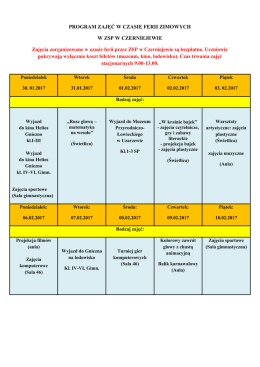 PROGRAM FERII W ZSP W CZERNIEJEWIE 30.01