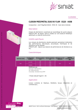 Cloison PREGYMETAL D140-90 FLAM - EI120 - 46dB