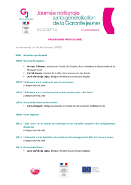 PROGRAMME PRÉVISIONNEL 9h00 Accueil des participants