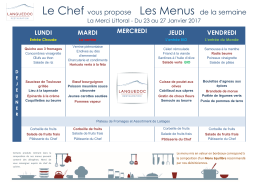 Le Chef vous propose Les Menus de la semaine
