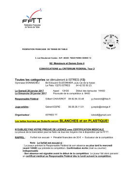 convocation - Ligue PACA Tennis de Table