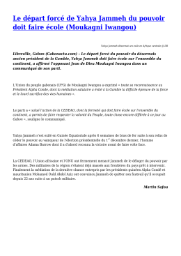 Le départ forcé de Yahya Jammeh du pouvoir doit faire école