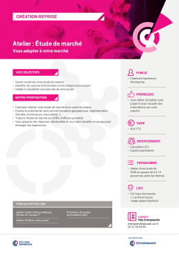 Atelier : &Eacute;tude de march&eacute;