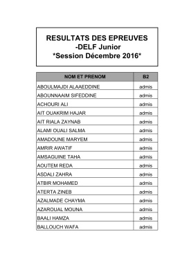 DELF Junior *Session D&eacute;cembre 2016