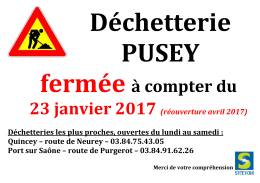 23 janvier 2017 (réouverture avril 2017)