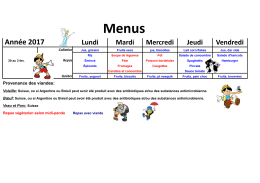 les menus du 23 au 27 janvier (Sorimont