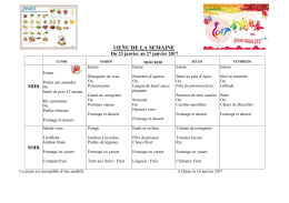 MENU DE LA SEMAINE