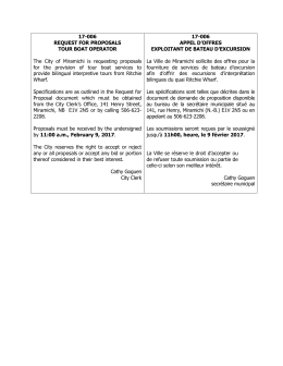 17-006 REQUEST FOR PROPOSALS TOUR BOAT OPERATOR The