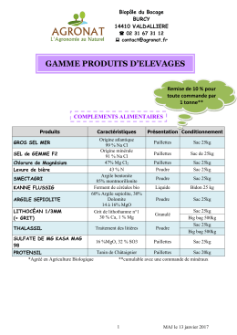 GAMME PRODUITS D`ELEVAGE