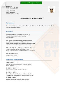 Recrutement CV MENUISIER D™AGENCEMENT