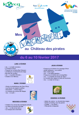 Programme Vacances Hiver 2017 – Lutins chez Pirates