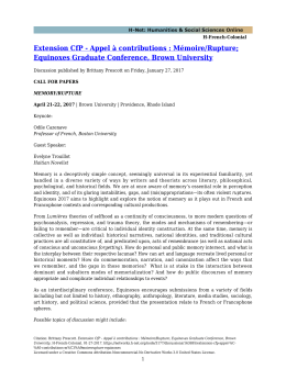 Extension CfP - Appel &agrave; contributions : M&eacute;moire/Rupture - H-Net
