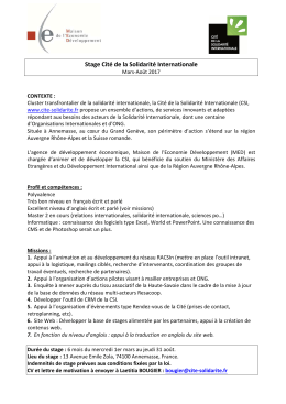 Votre stage &agrave; la Cit&eacute; - Cit&eacute; de la solidarit&eacute; internationale
