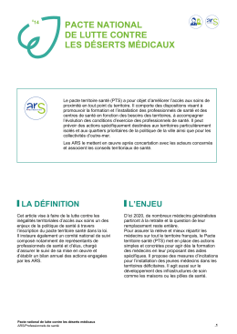 PACTE NATIONAL DE LUTTE CONTRE LES DÉSERTS MÉDICAUX