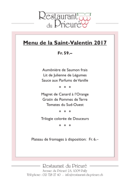 Menu de la Saint-Valentin 2017