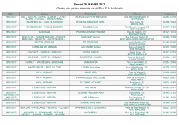 Samedi 28 JANVIER 2017 L`horaire des gardes suivantes