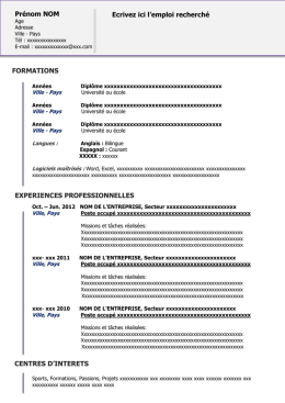 Prénom NOM EXPERIENCES PROFESSIONNELLES Ecrivez ici l