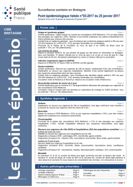 Point épidémiologique au 25 janvier 2017. - InVS