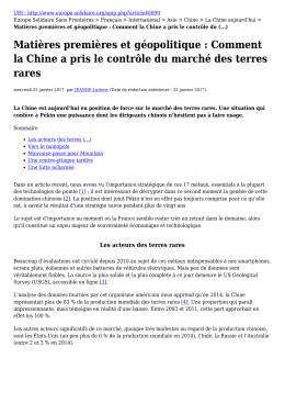 Comment la Chine a pris le contrôle du marché des terres rares