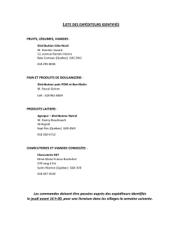 LISTE DES EXP&Eacute;DITEURS IDENTIFI&Eacute;S Les commandes doivent