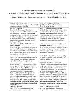 PSAC/TB Bargaining – Négociations AFPC/CT Summary of