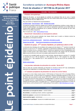 Point épidémiologique au 26 janvier 2017. - InVS