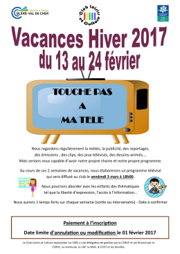 Affiche Vac Hiver - Club Loisirs et Culture