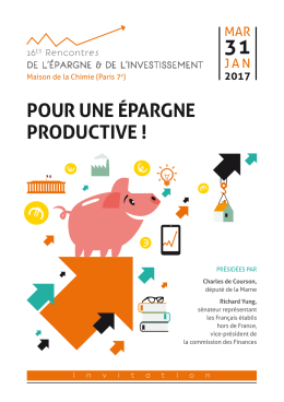 POUR UNE ÉPARGNE PRODUCTIVE !
