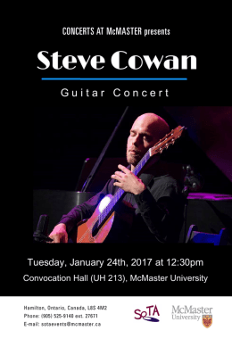 Steve Cowan Programme - School of the Arts, McMaster University