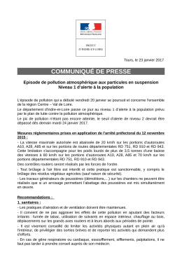 COMMUNIQU&Eacute; DE PRESSE