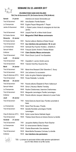 Semaine du 22 janvier 2017 - Paroisse Saint-Charles