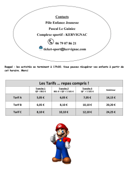 Les Tarifs … repas compris !